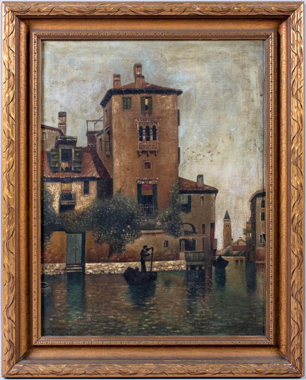 A. ANDERSON, VENICE, OIL ON CANVAS,