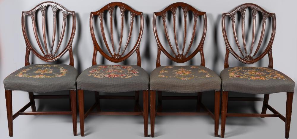 SET OF FOUR HEPPLEWHITE STYLE MAHOGANY