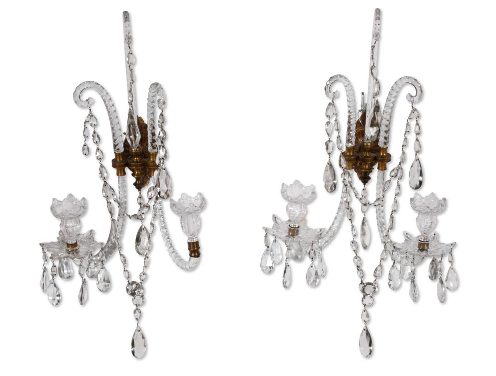 PAIR OF CUT GLASS SCONCES HEIGHT  2ec504