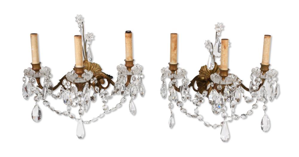 PAIR OF THREE-LIGHT SCONCES HEIGHT: