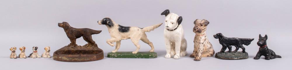 GROUP OF SMALL CAST IRON DOGS, INCLUDING