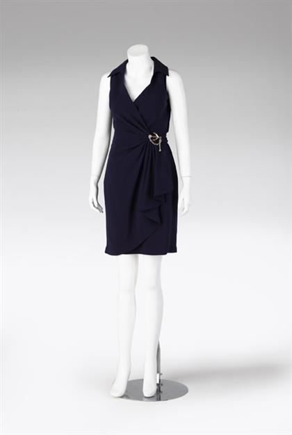 Thierry Mugler navy blue crepe halter