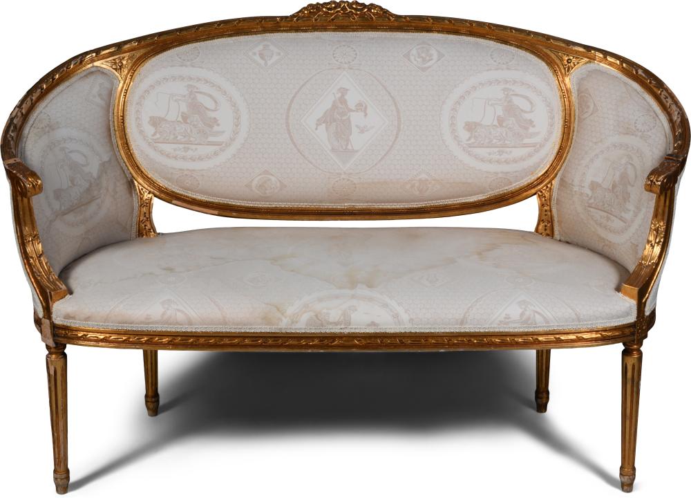 LOUIS XVI STYLE GILTWOOD SETTEE 2ec5eb