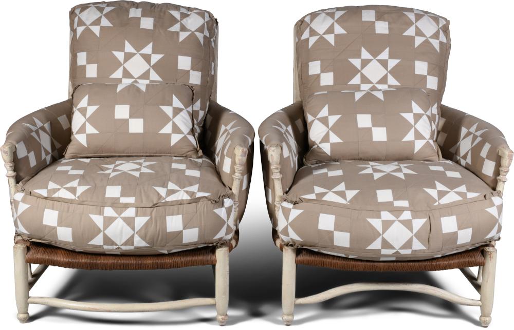 PAIR OF WHITE PAINTED CHAIRS WITH