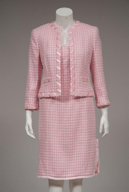 Pink and white houndstooth Escada dress