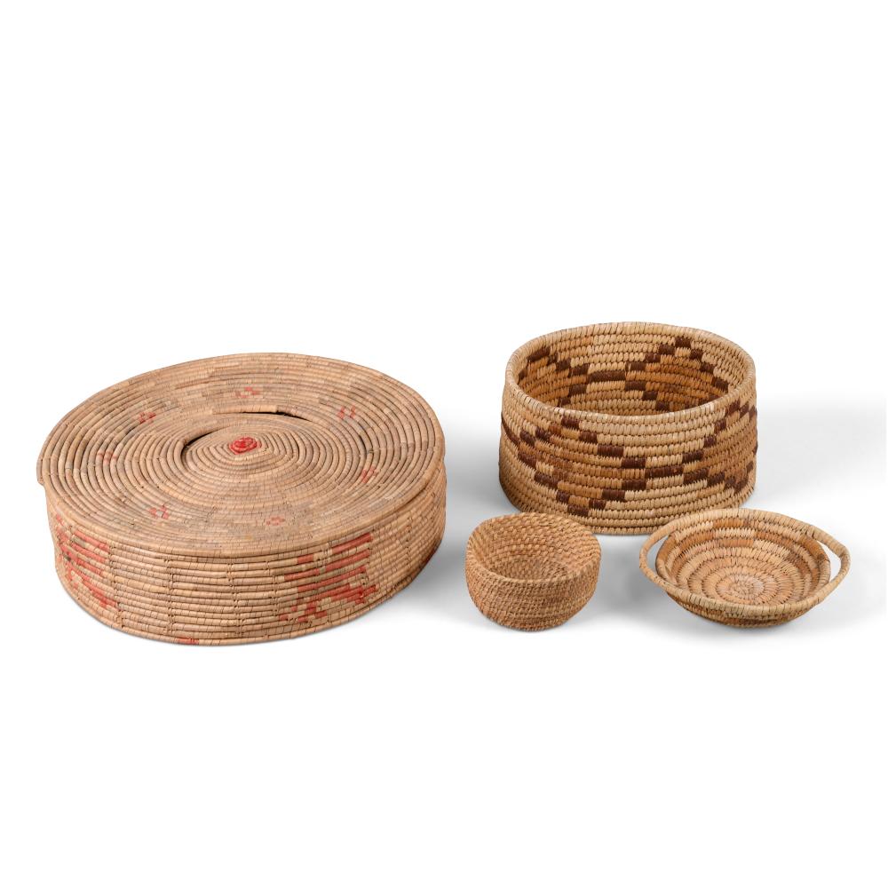 GROUP OF FOUR BASKETS, NATIVE AMERICAN