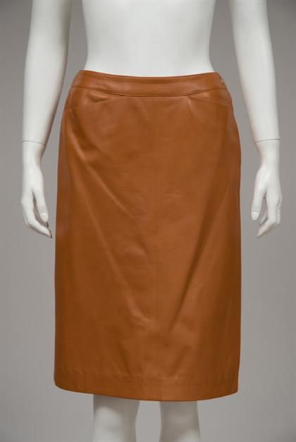 Caramel kidskin Chanel skirt  