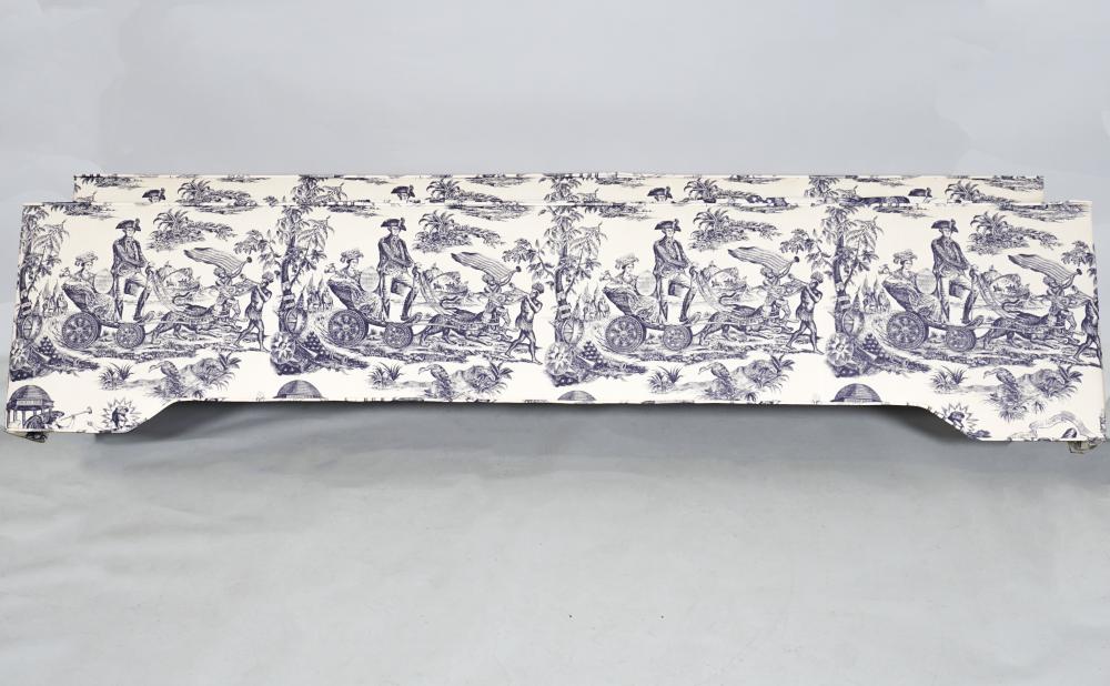 TWO BLUE AND WHITE TOILE CORNICE