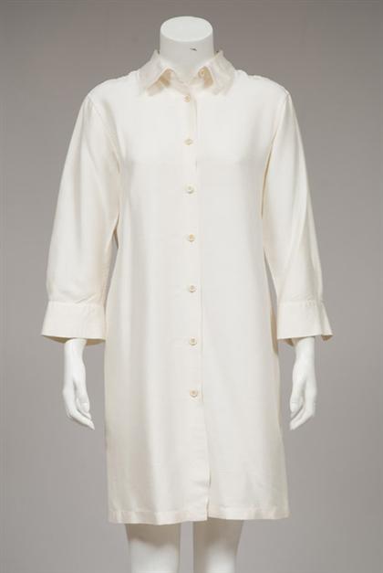 Jil Sander white silk shirt dress