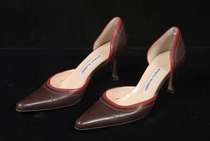 Manolo Blahnik brown and red leather