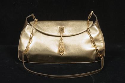 Gold metallic leather Gucci purse