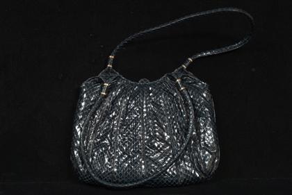 Judith Leiber snake skin purse    Greenish-black