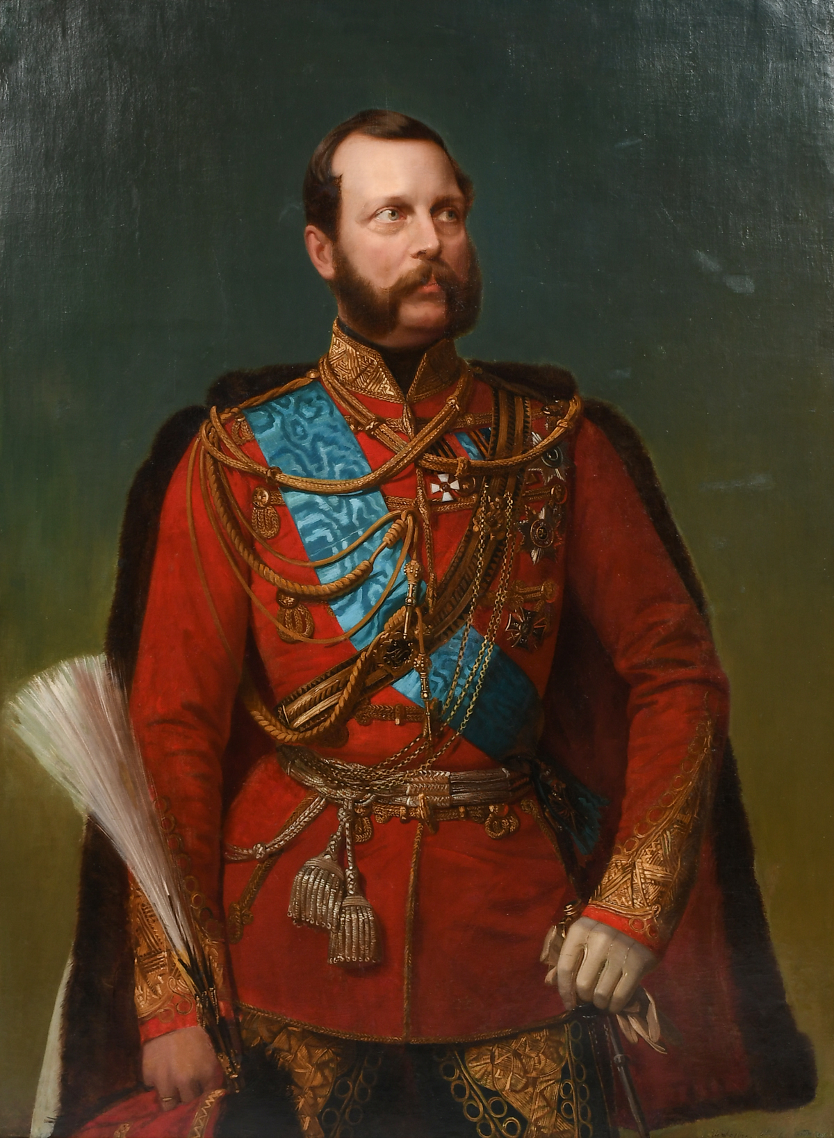 LARGE EARLY PORTRAIT PAINTING OF