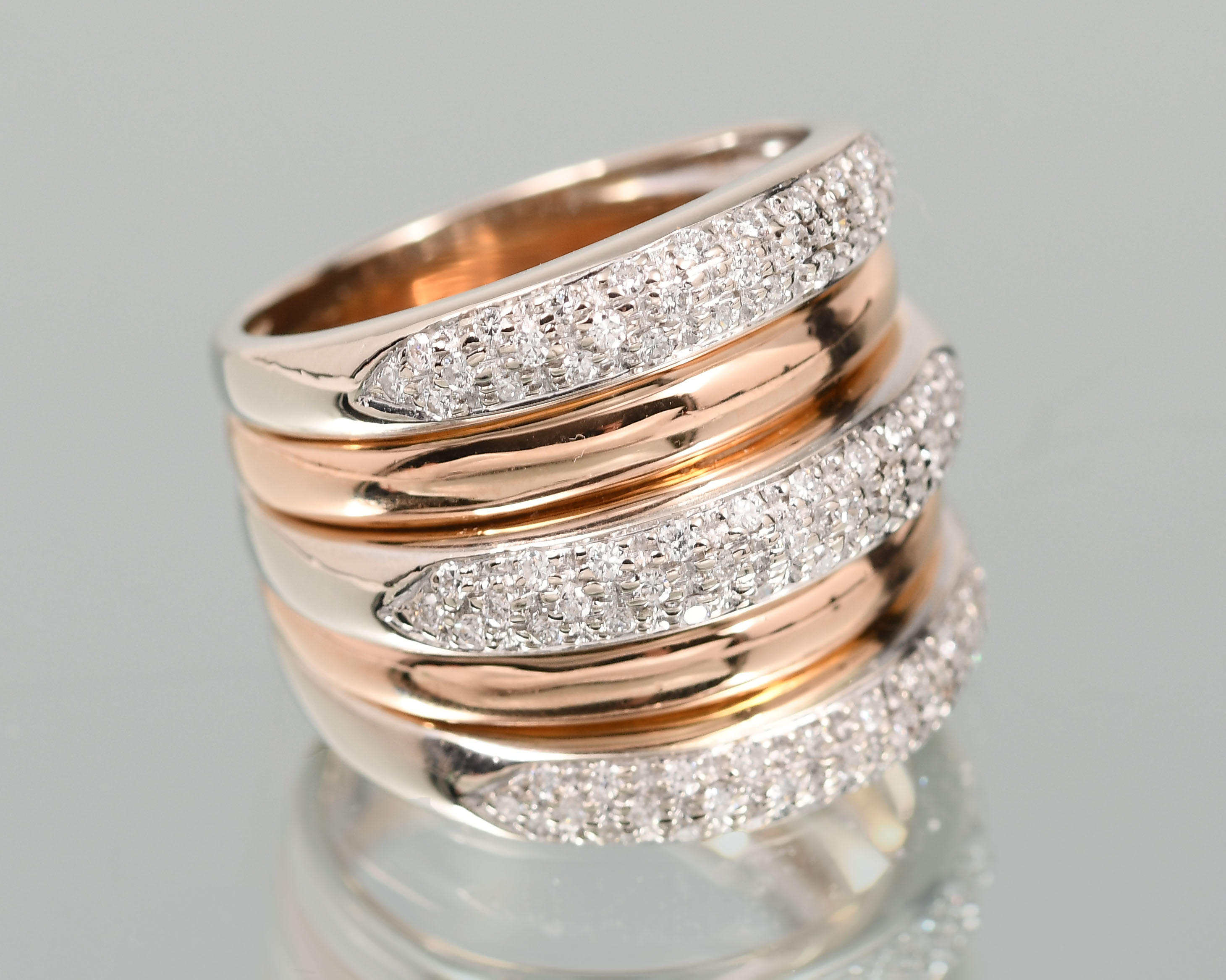 18K TWO TONE GOLD THREE ROW DIAMOND 2eca46