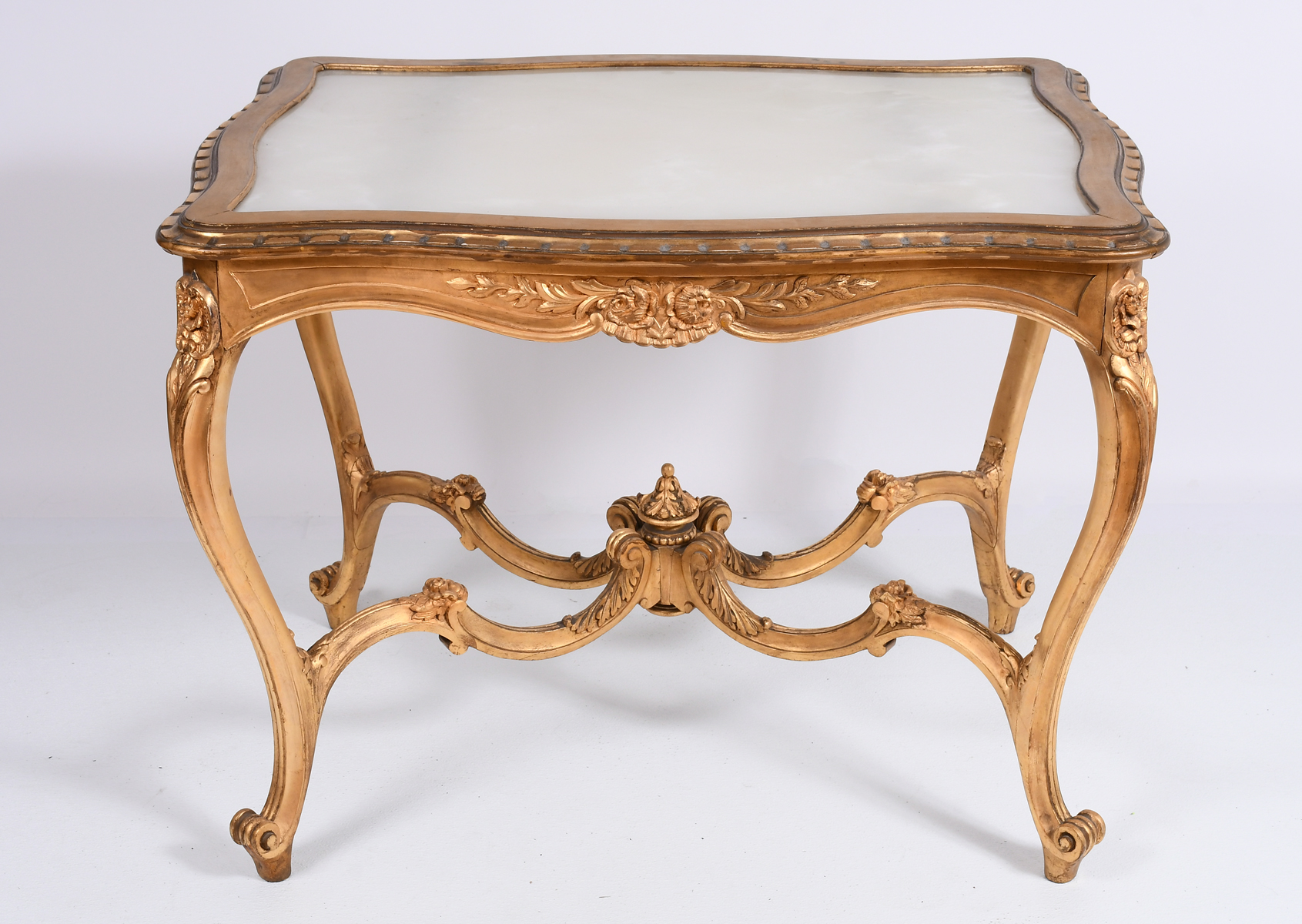 CARVED & GILT FRENCH MARBLE TOP