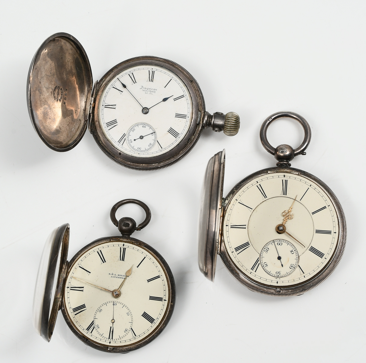 LOT OF THREE STERLING POCKET WATCHES: