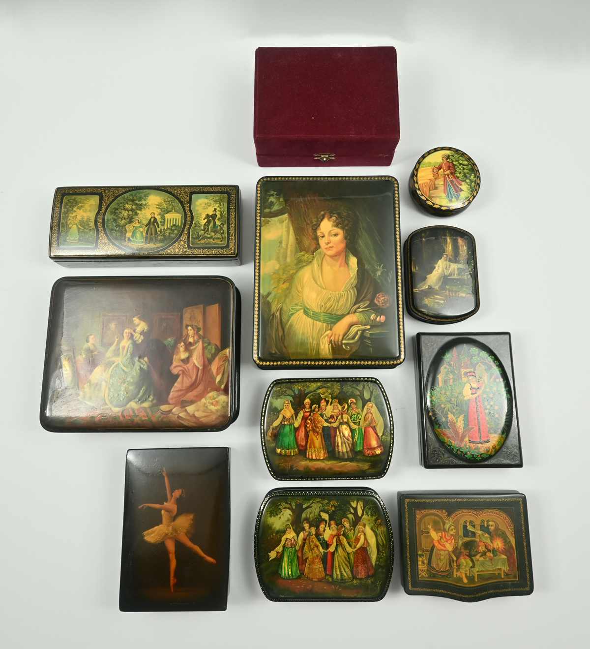 11PC. LACQUER BOX COLLECTION: Various