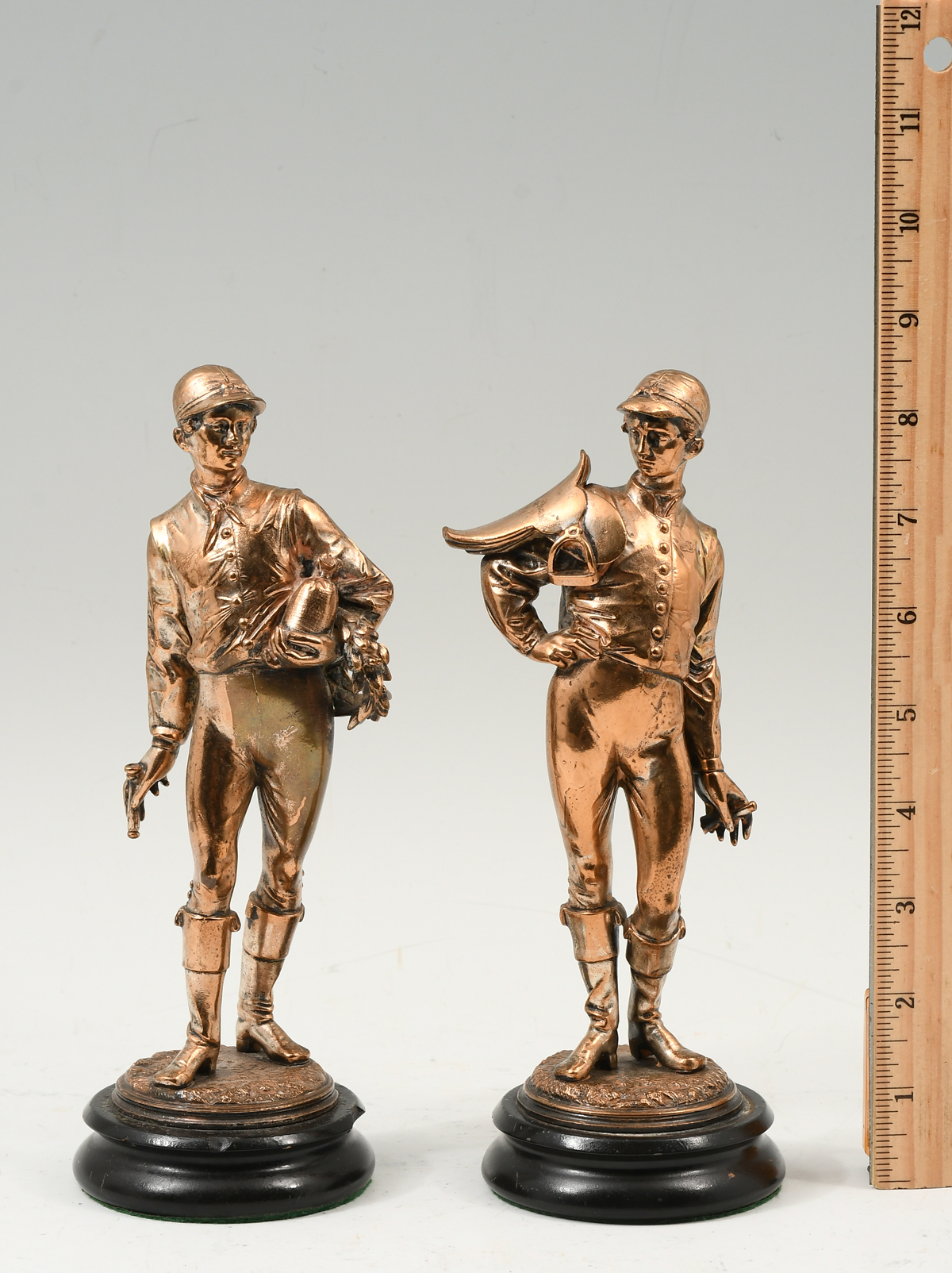 TWO LALOUETTE JOCKEY BRONZES: Approximately