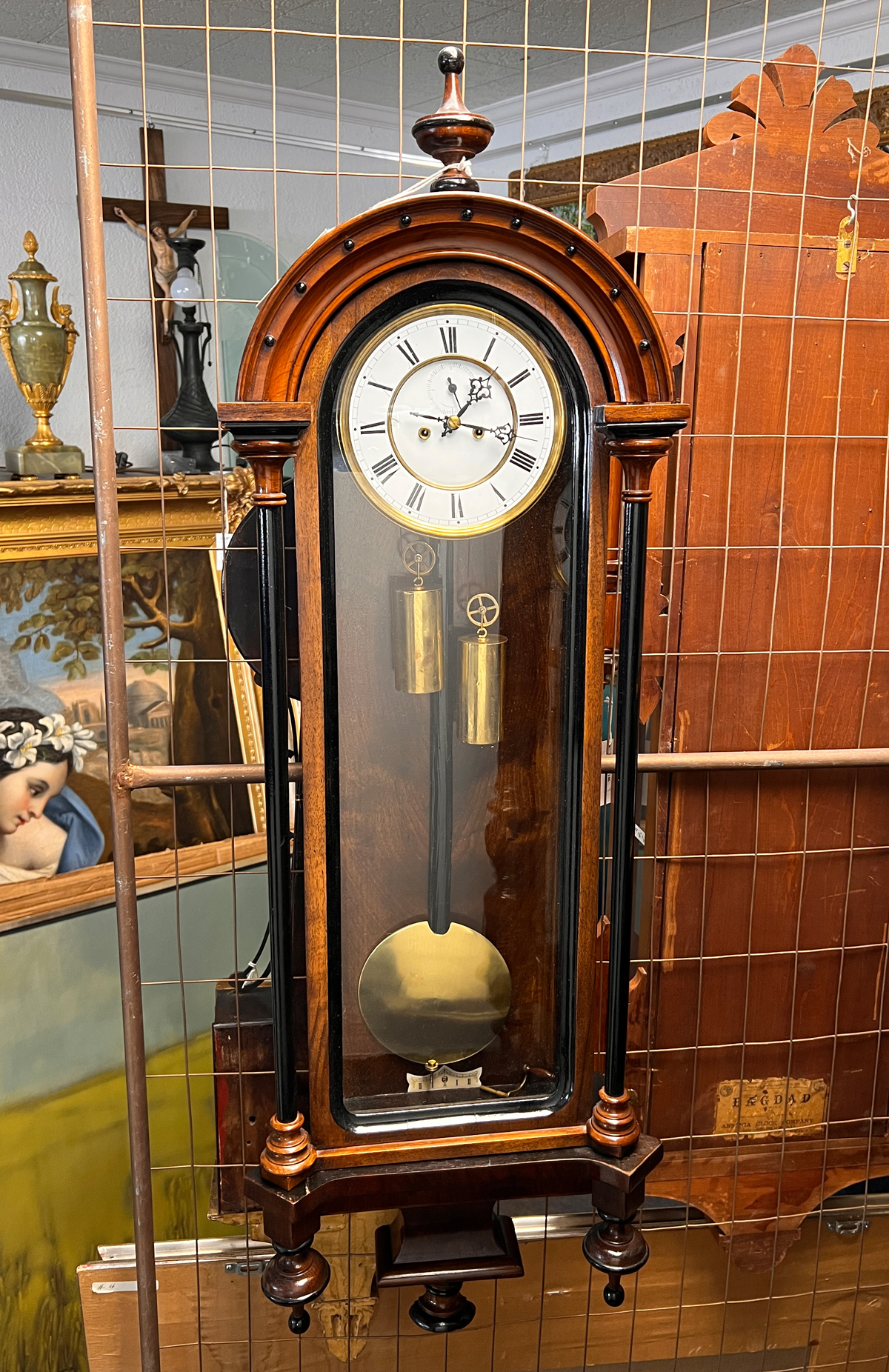 19TH-CENTURY CARVED WALL CLOCK: Antique