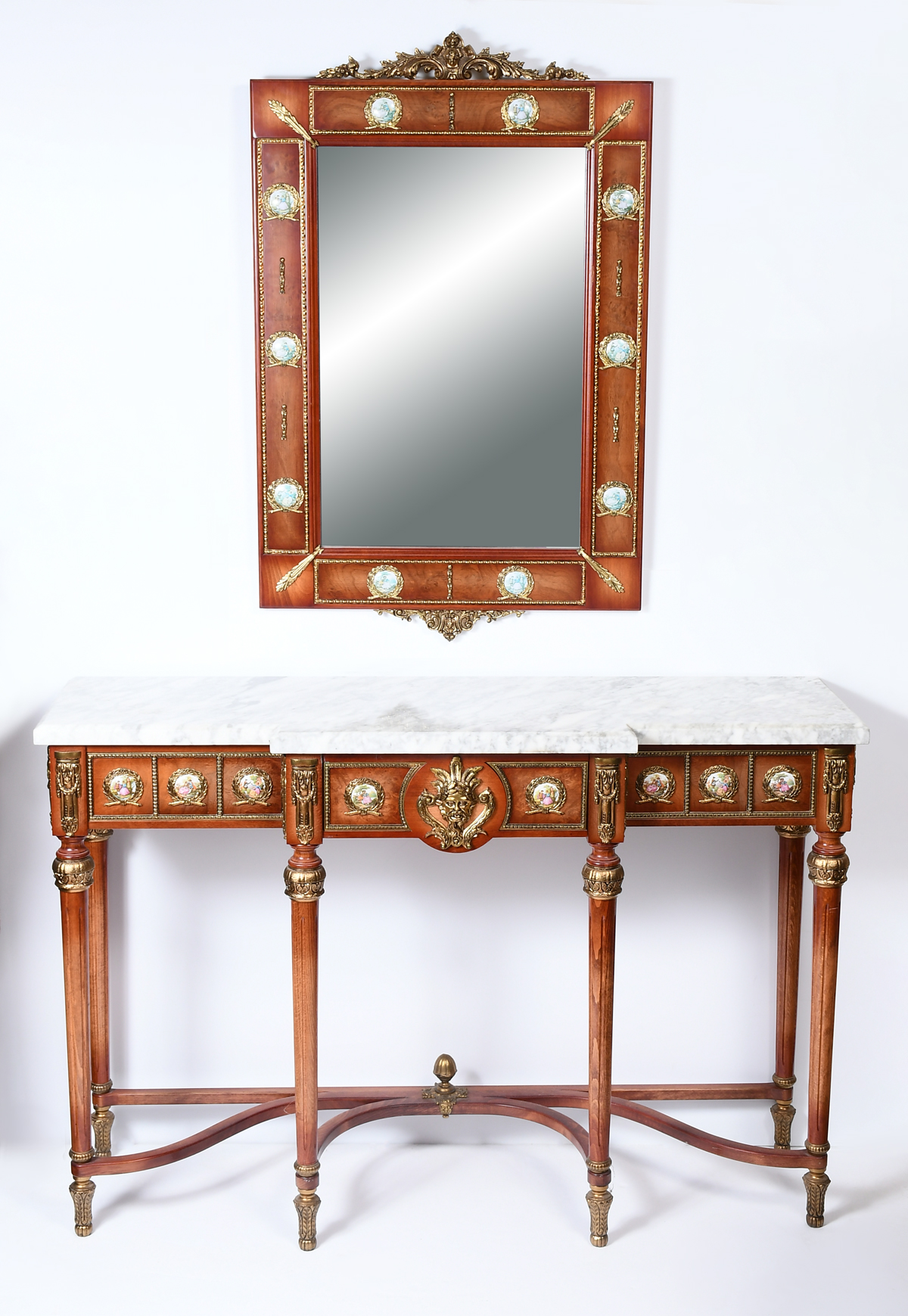 2 PC. MARBLE TOP CONSOLE TABLE