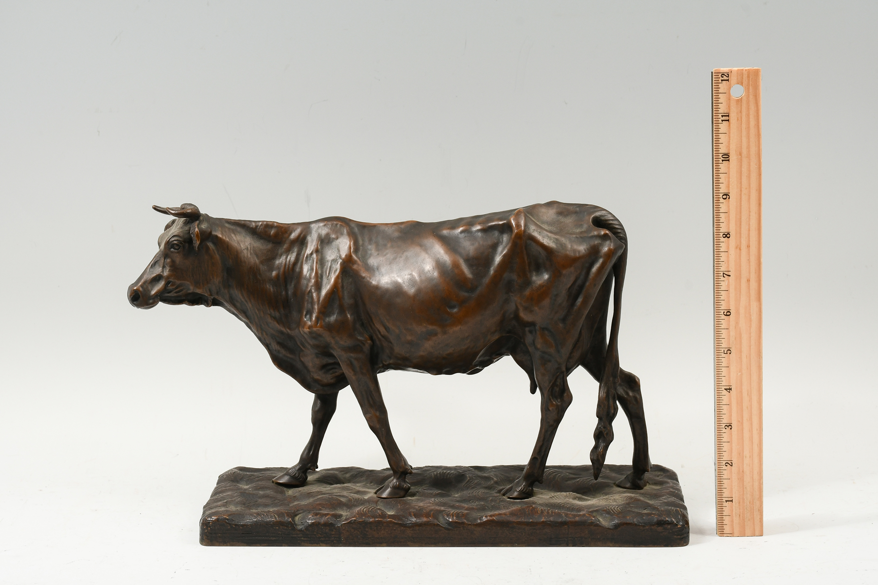 BRONZE COW SCULPTURE 9 h x 2ecc43