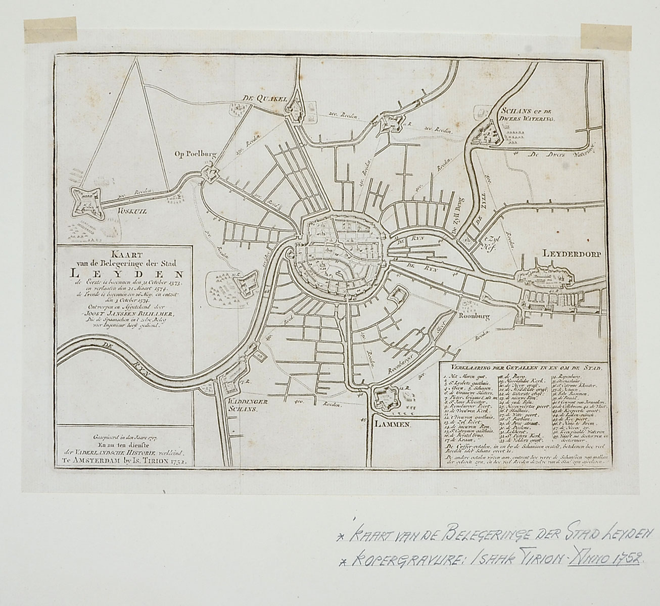 1752 COPPER ENGRAVING MAP OF AMSTERDAM: