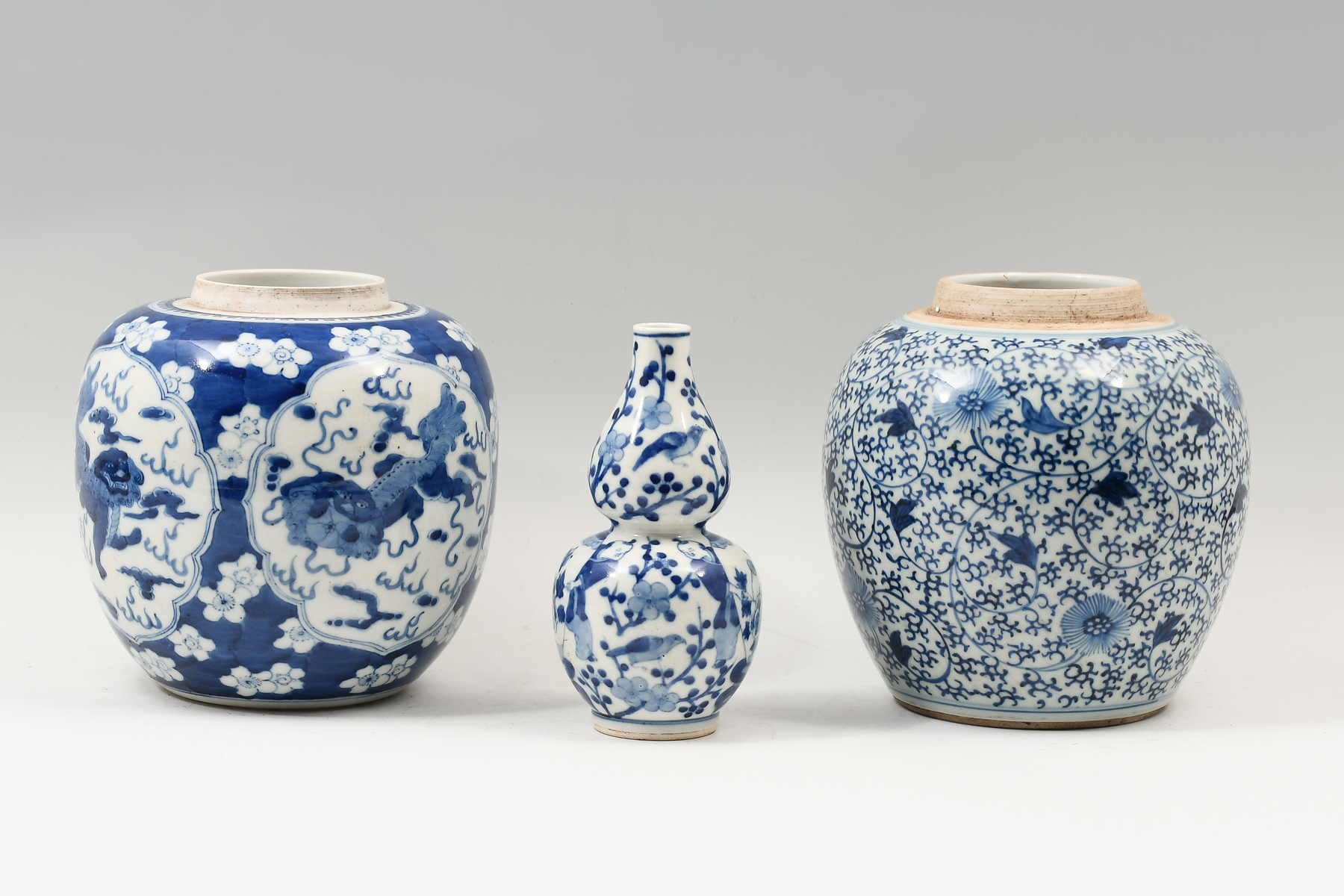 3 PC. CHINESE BLUE & WHITE JARS