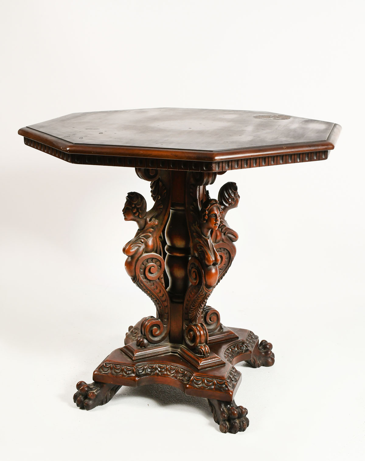 CARVED OCTAGONAL PARLOR TABLE  2ecc69