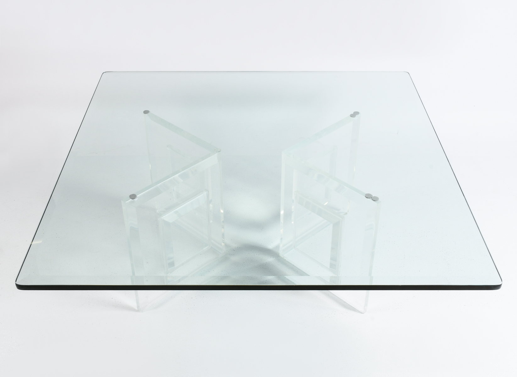 GLASS TOP LUCITE COFFEE TABLE  2ecc6b