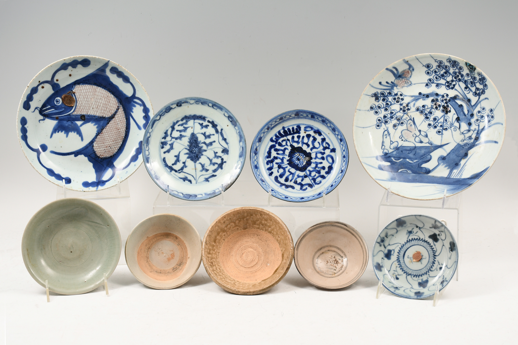 9 PC. EARLY CHINESE PLATES & BOWLS: