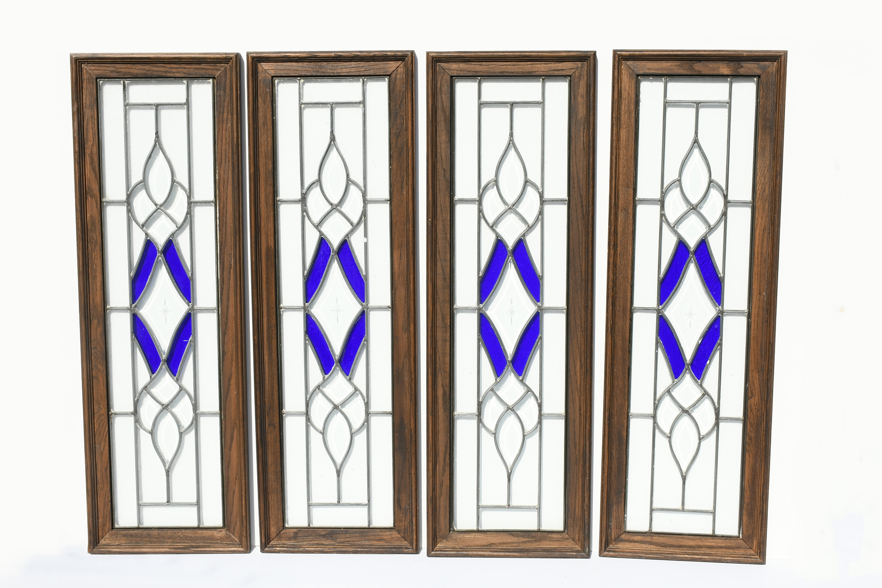 4 PC STAINED GLASS PANELS Wood 2ecc94