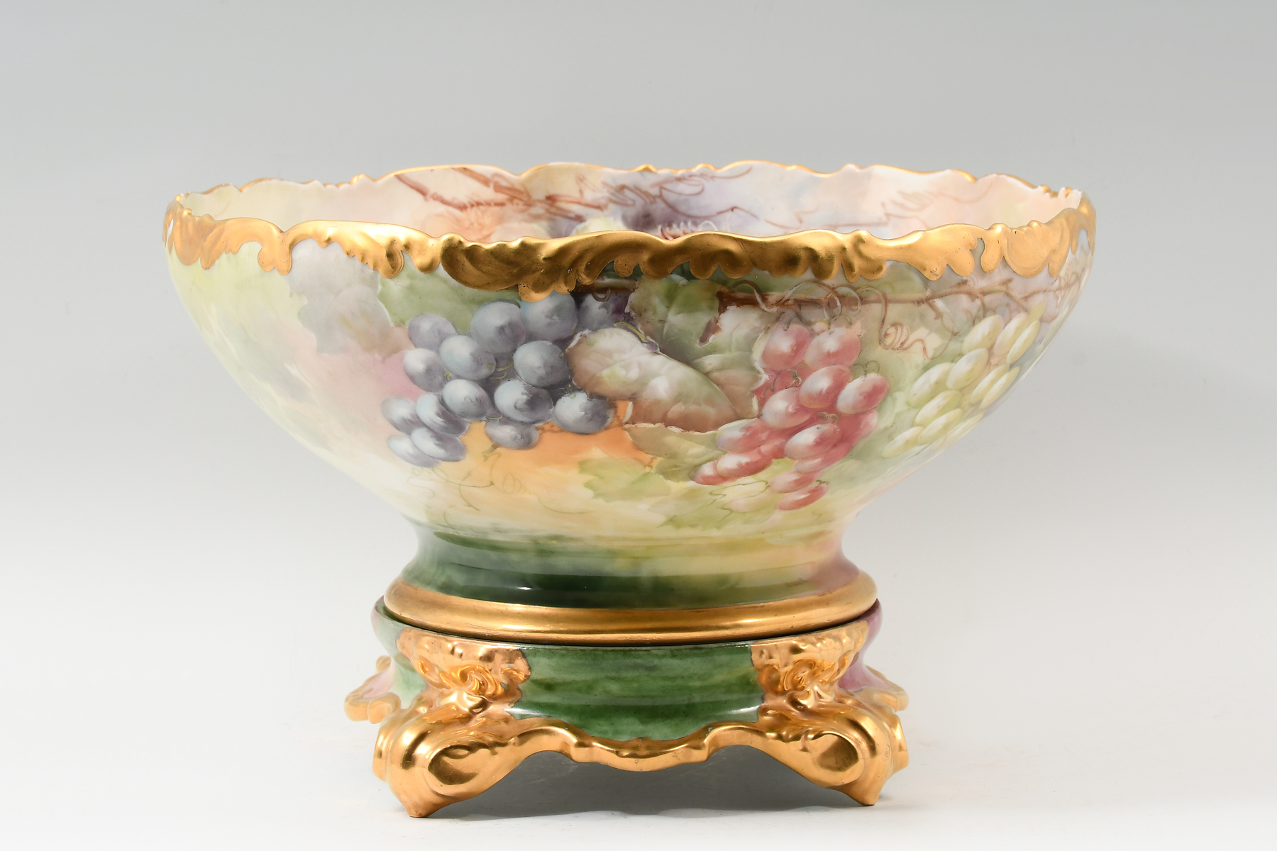 LARGE LIMOGES PUNCHBOWL WITH BASE: Massive