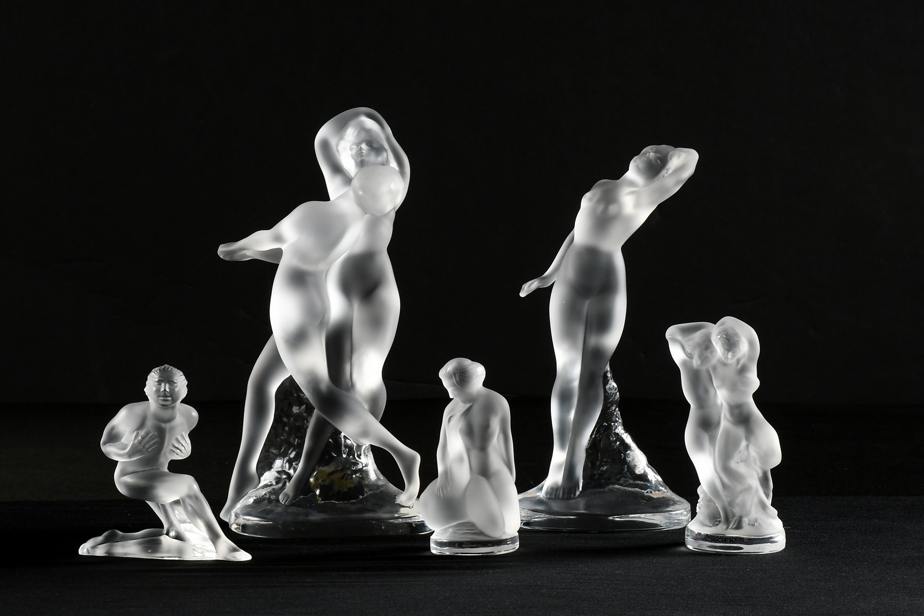 5 PC. FRENCH LALIQUE NUDE FIGURAL