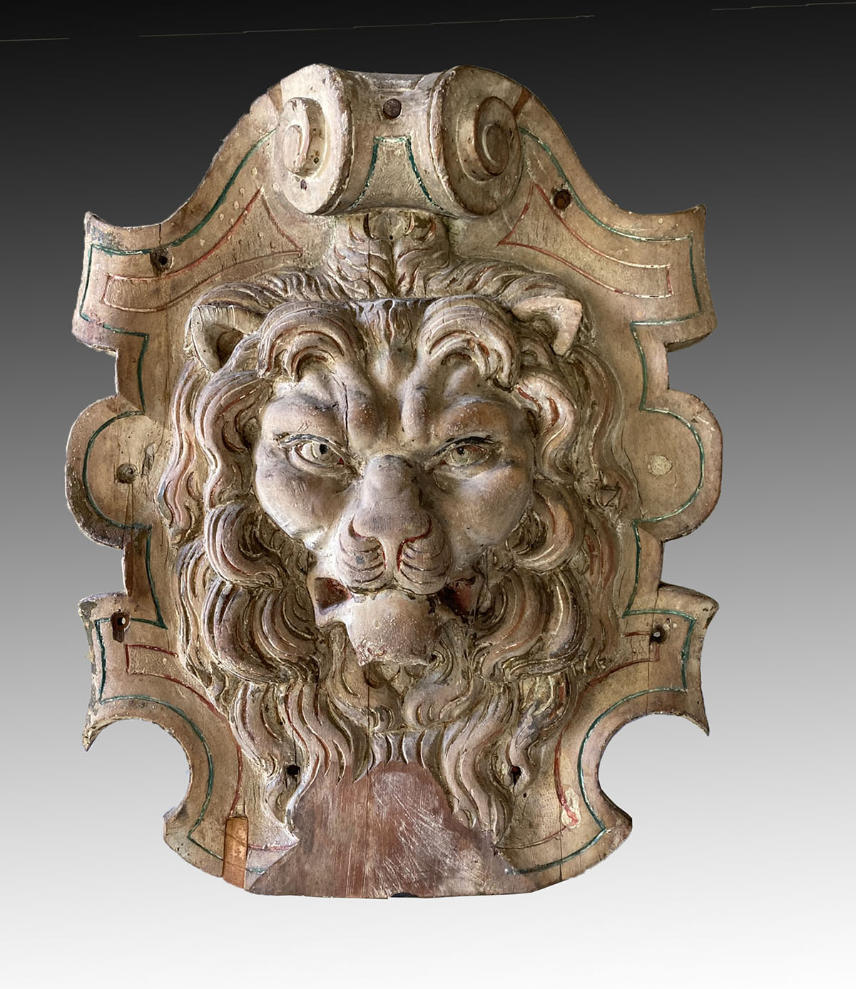 LION CARVING FROM CAROUSEL FACADE: