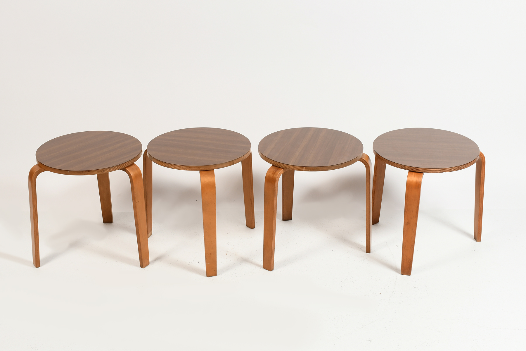 4 MID-CENTURY MODERN STACKING TABLES: