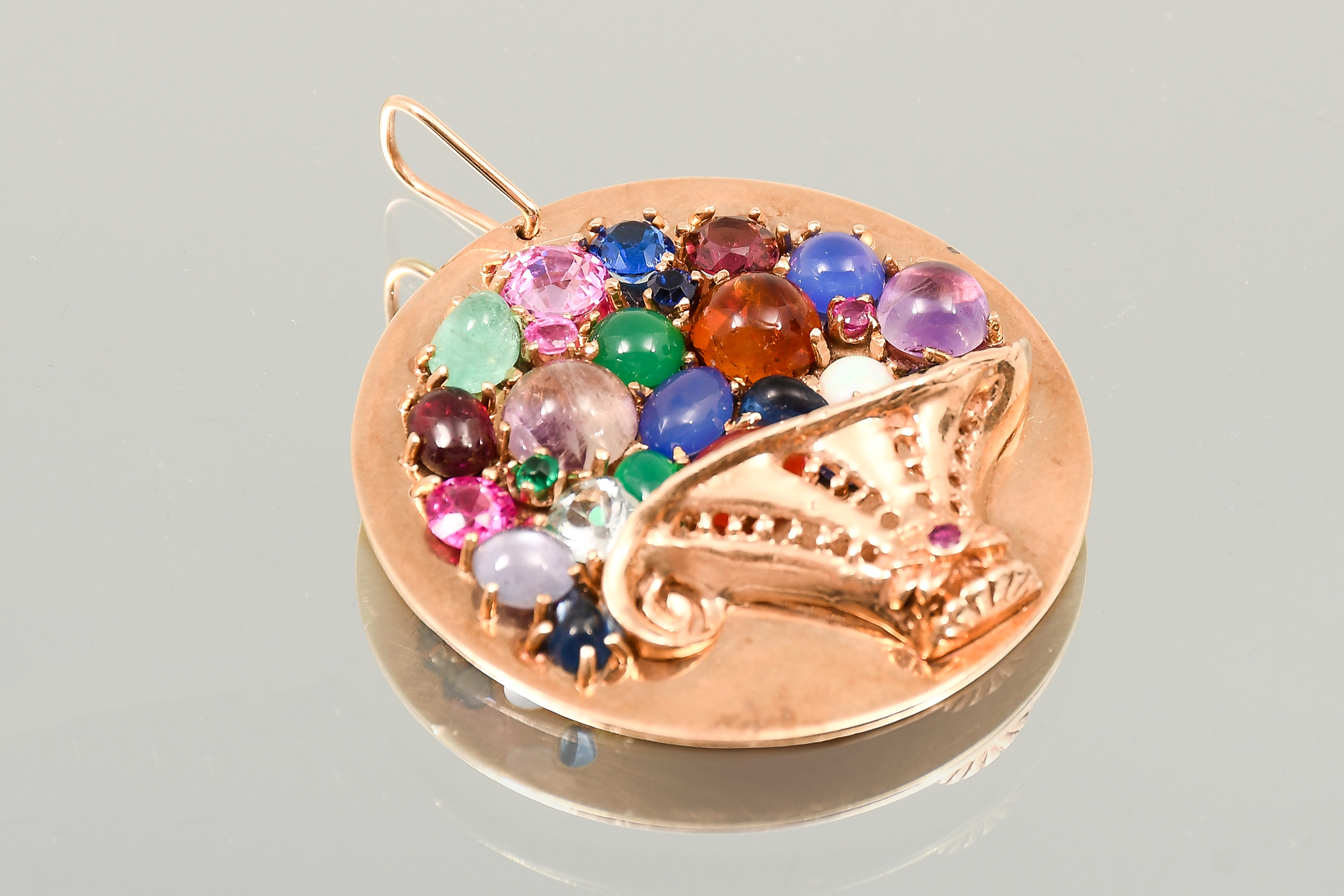 14K MULTI COLORED BASKET PENDANT  2ecd80