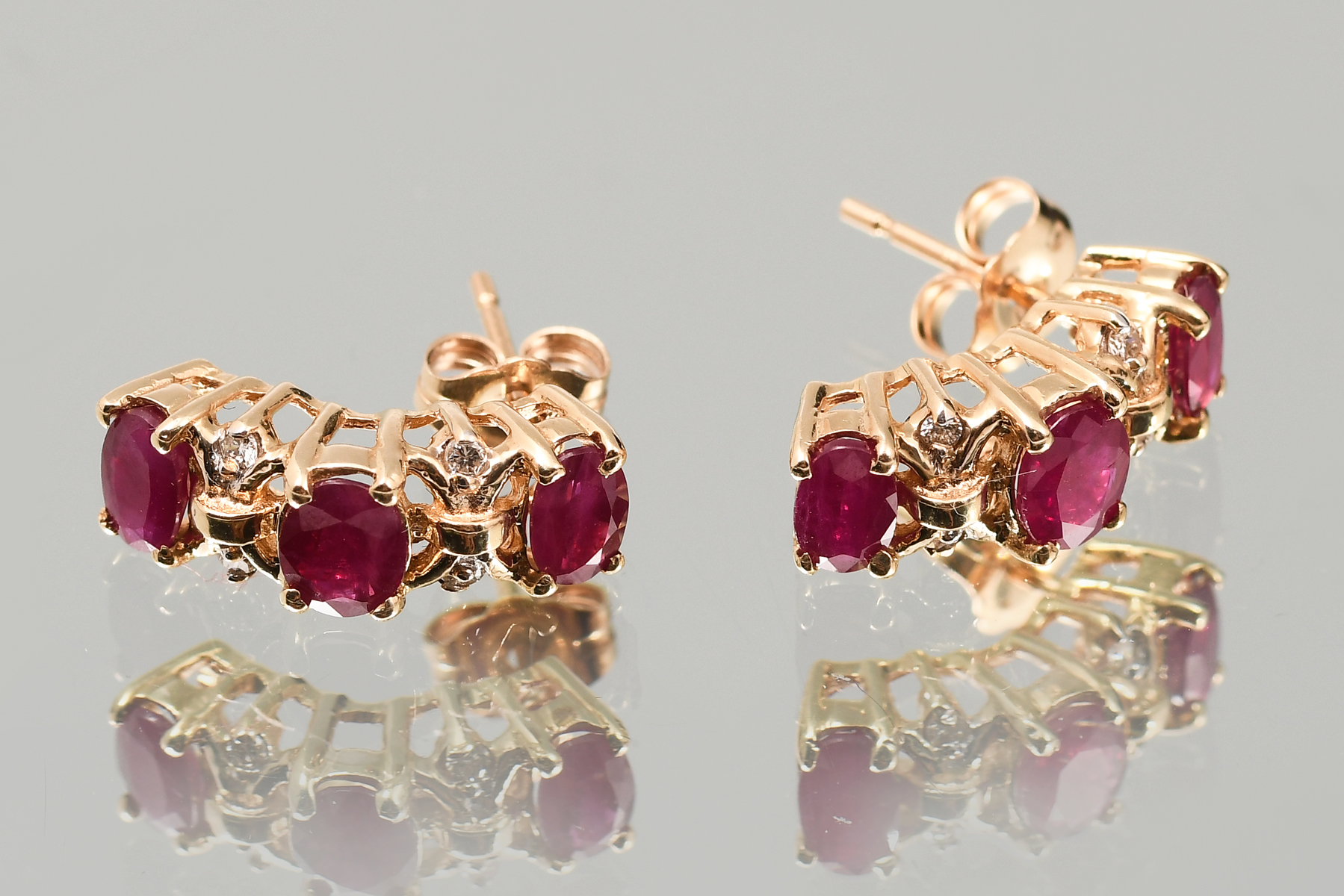 14K RUBY DIAMOND EARRINGS 14K 2ecd8f