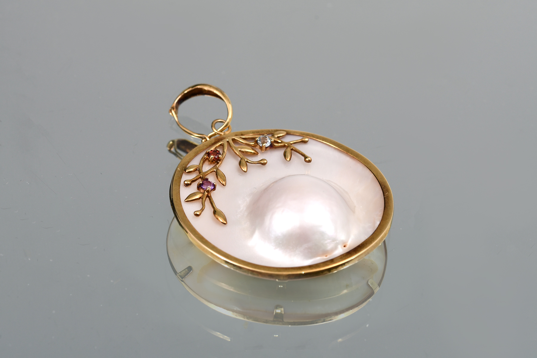 14K YELLOW GOLD AND BLISTER PEARL