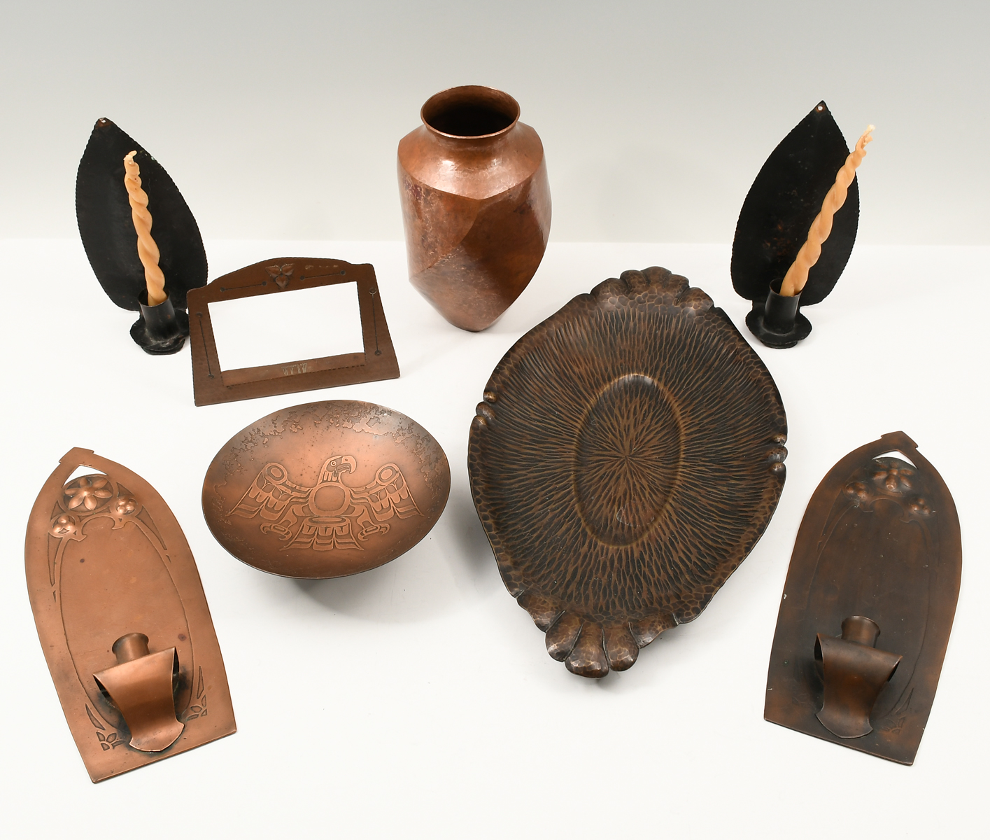 8 PC. ARTS & CRAFTS COPPER COLLECTION: