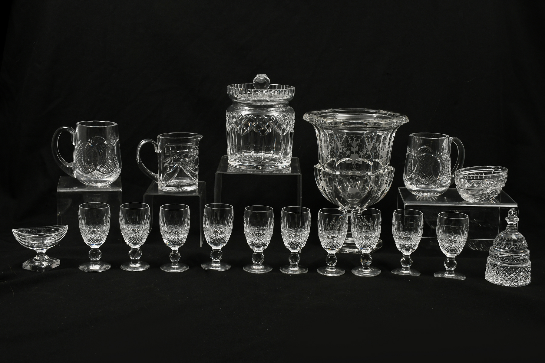 18 PC. WATERFORD & TIFFANY CRYSTAL