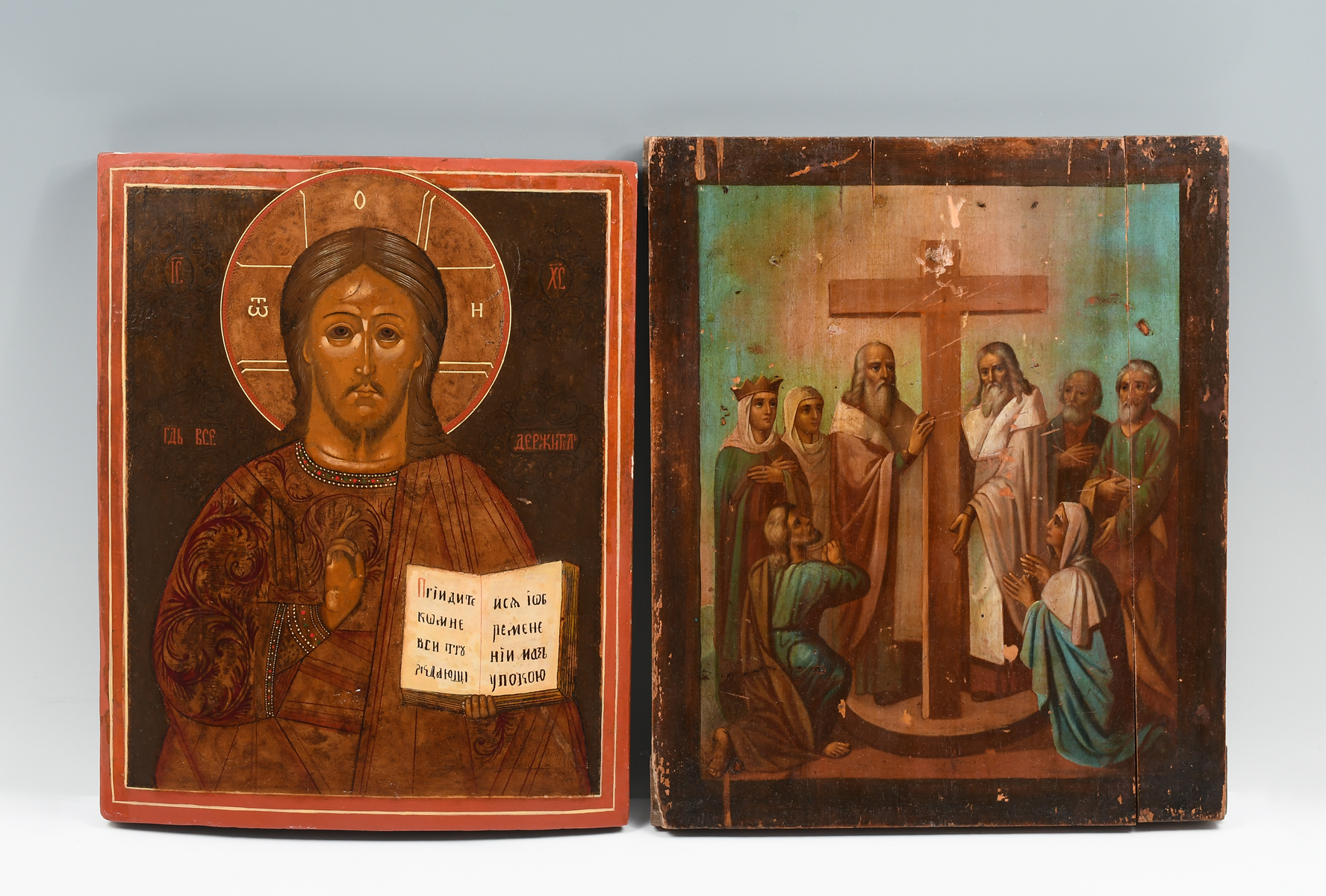 PAIR OF WELL-PAINTED RUSSIAN ICONS: