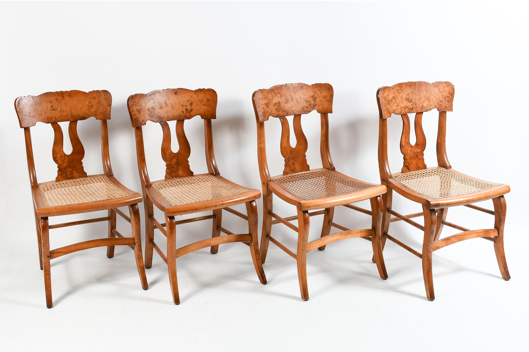 4 PC CANED BURLWOOD CHAIRS Four 2ecf32