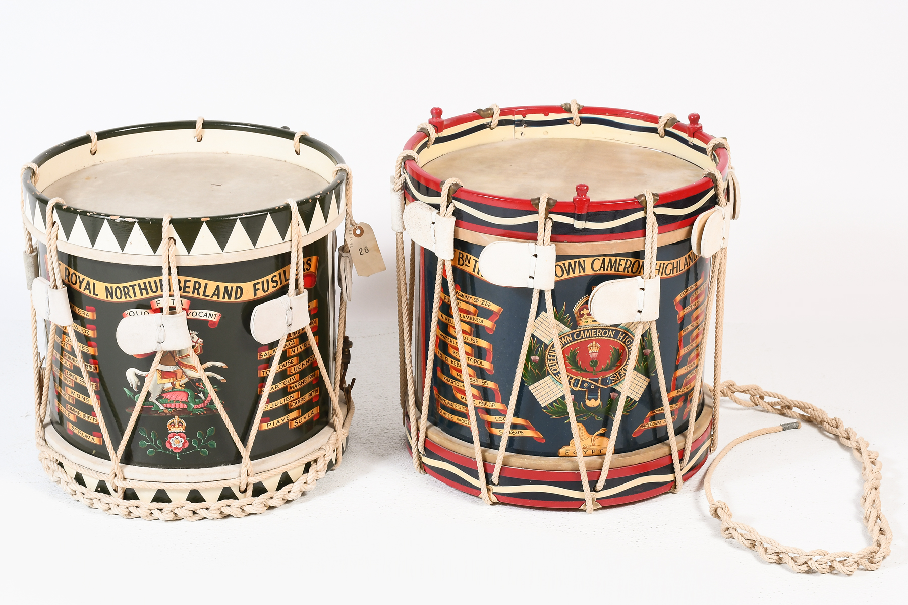 2 PC. ENGLISH REGIMENTAL DRUMS: Two