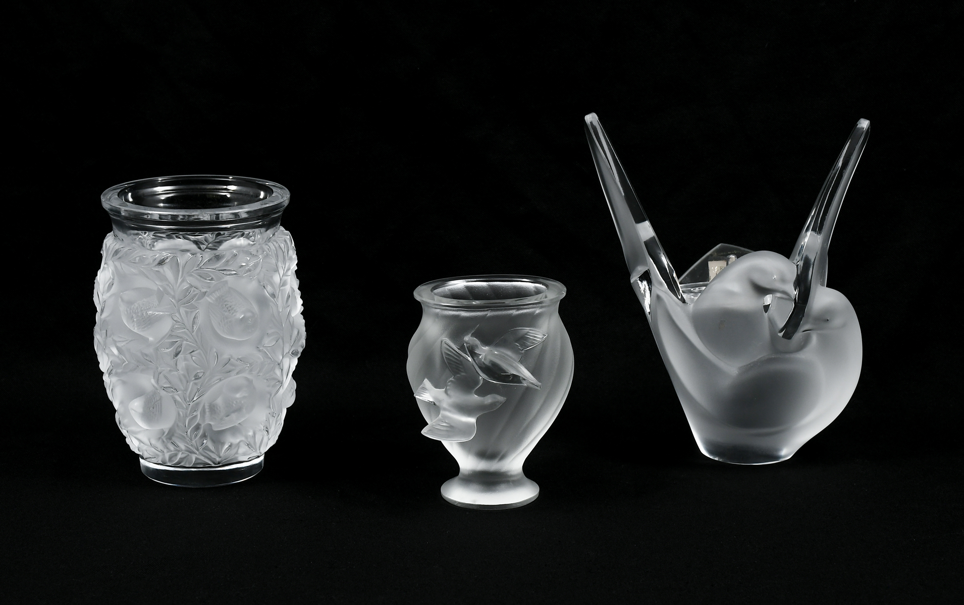 3 PC LOT OF FRENCH LALIQUE GLASS: