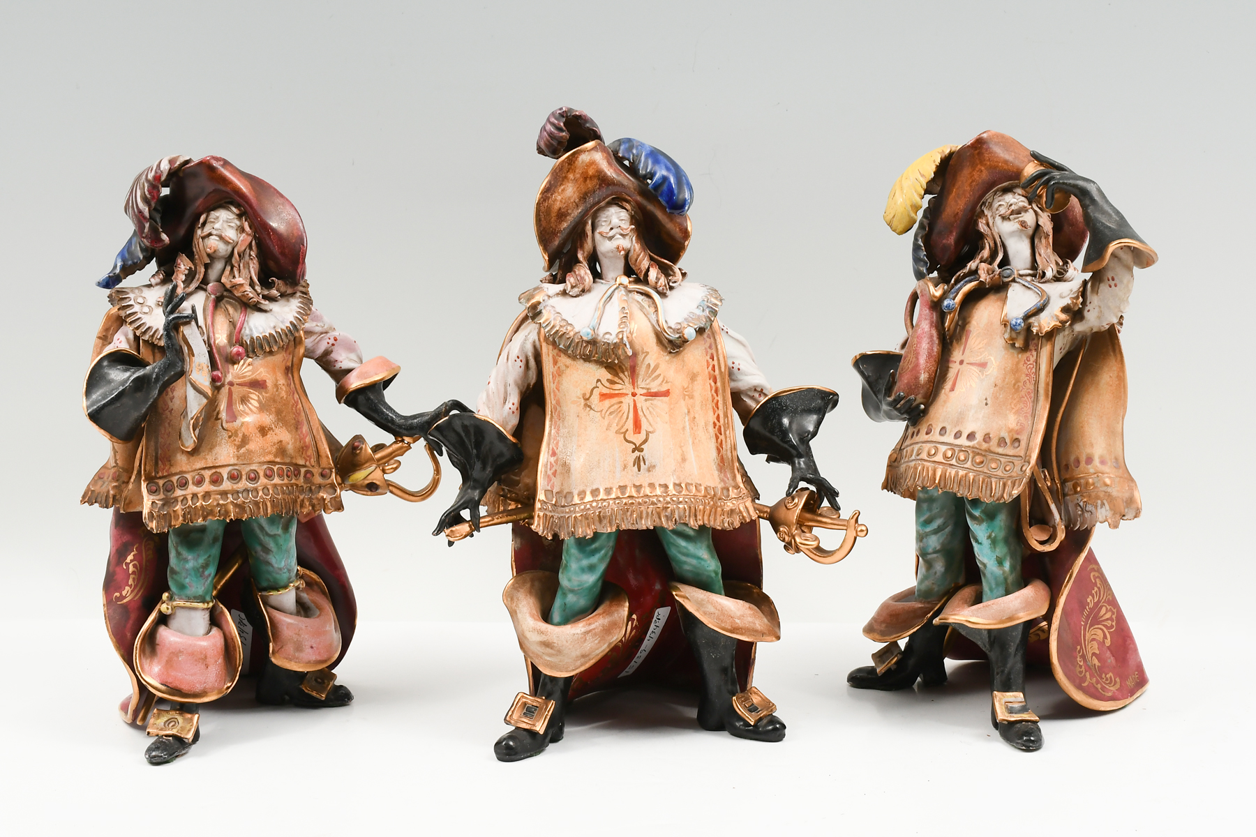 3 PC. ITALIAN THREEE MUSKETEERS PORCELAIN