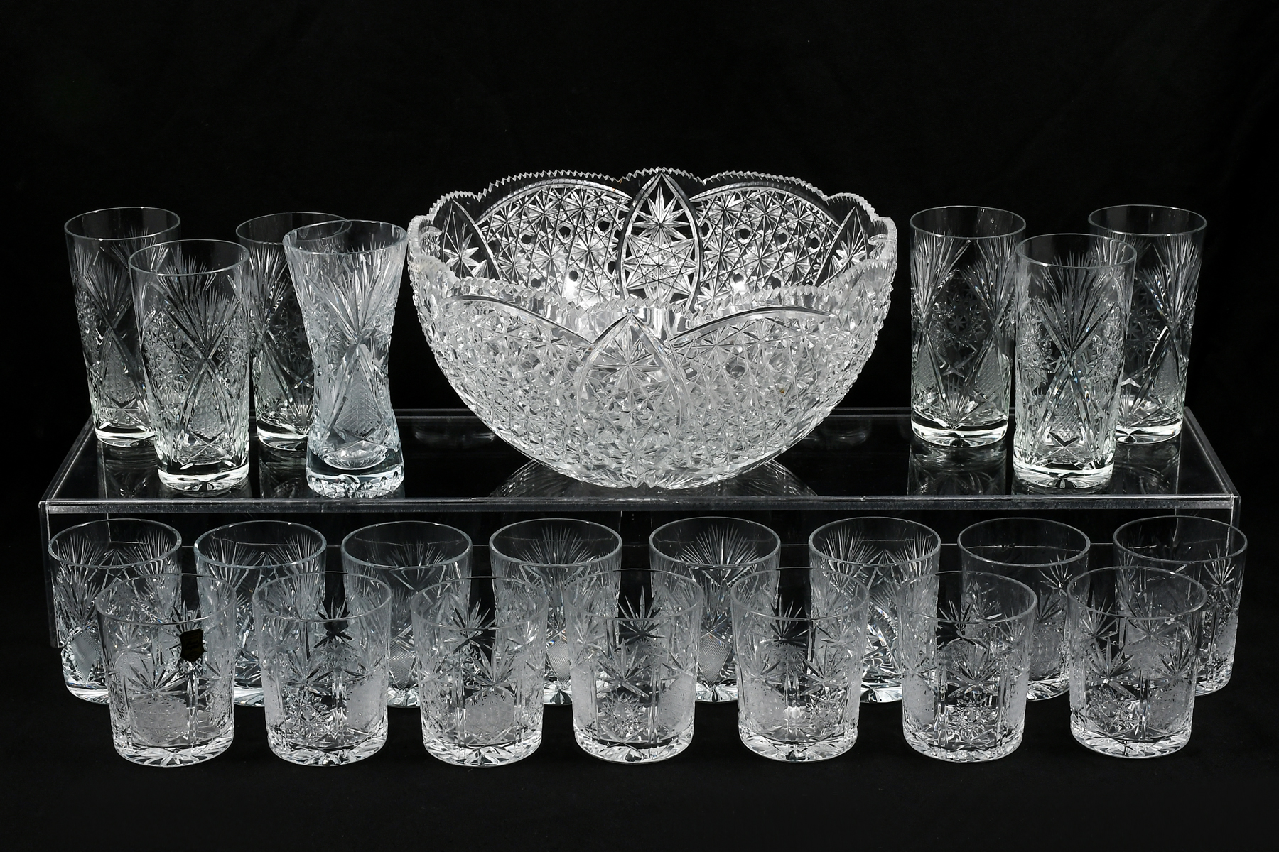 23 PC. CUT CRYSTAL BOWL, VASE,