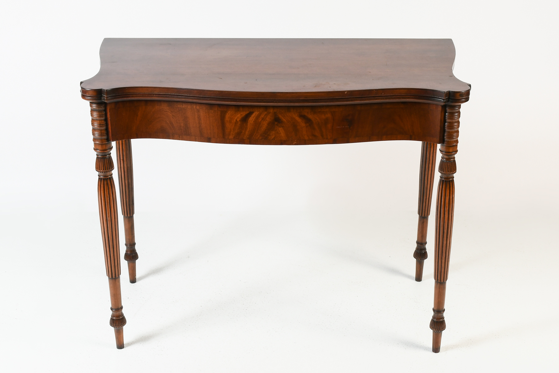 SHERATON CARVED MAHOGANY GAME TABLE: