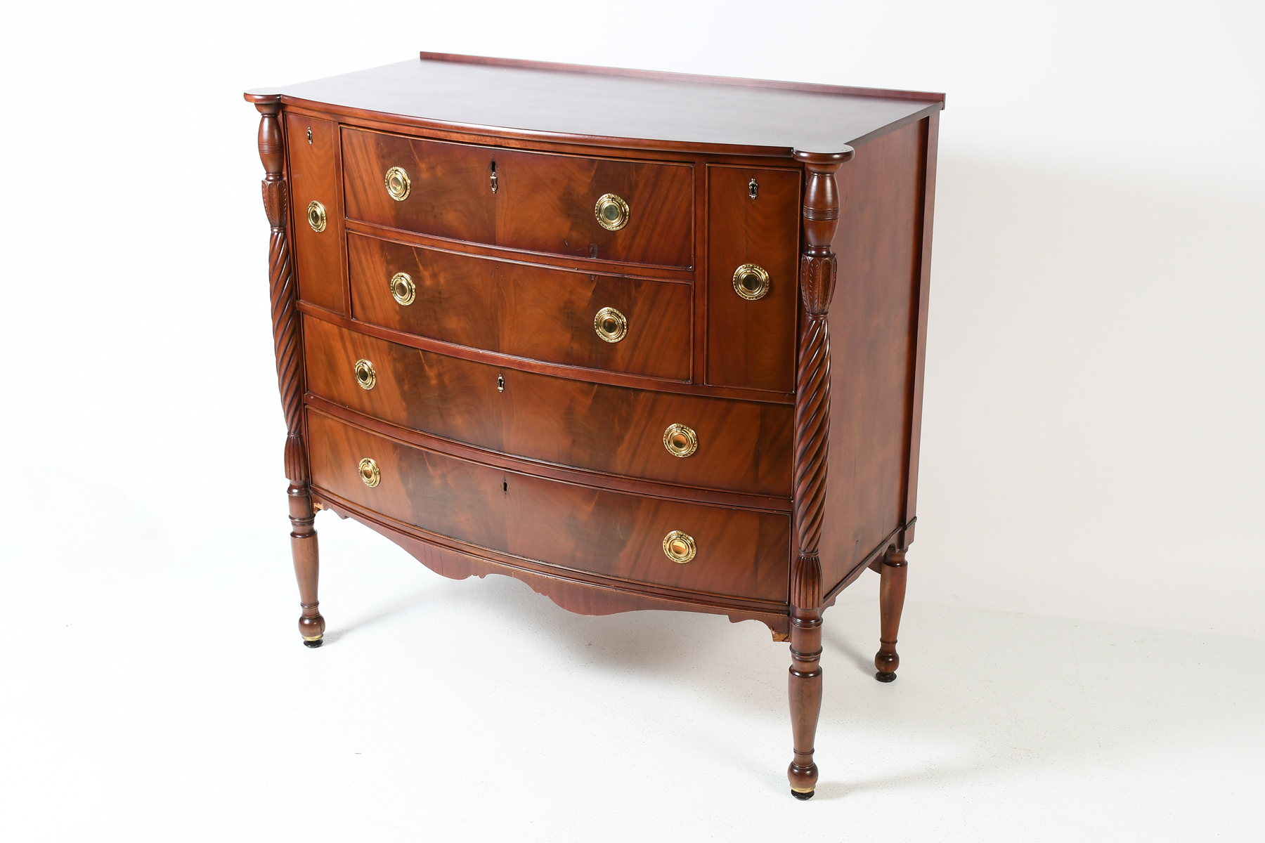 CARVED MAHOGANY 5 DRAWER BUFFET: