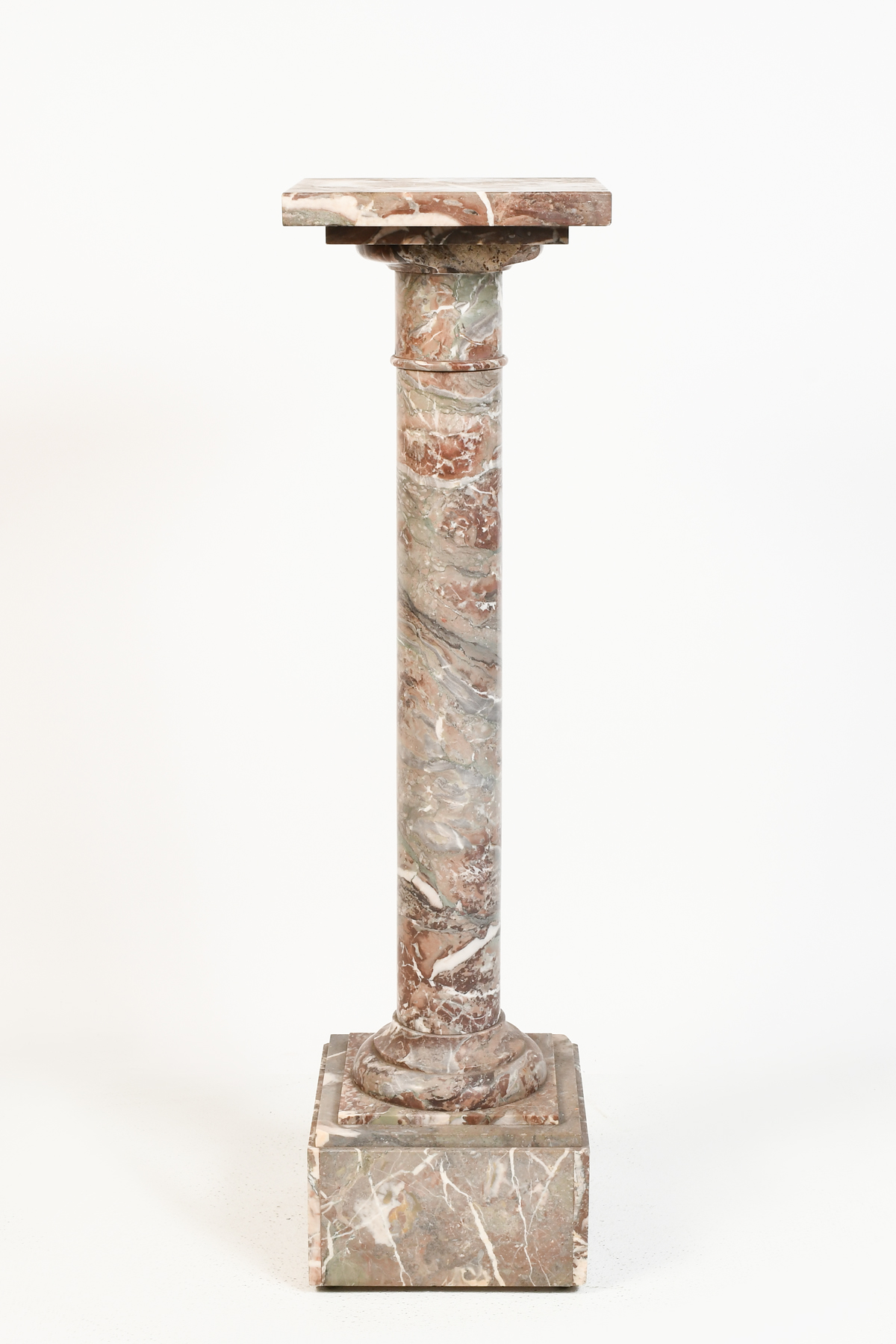 VARIEGATED RED & GREY MARBLE PEDESTAL: