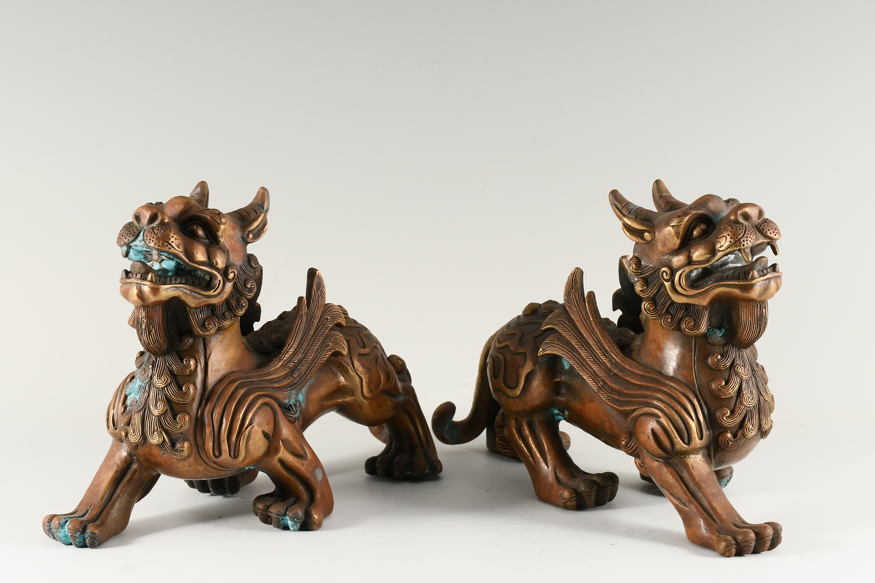 PR CHINESE BRONZE QILIN SCULPTURES  2ed0d2